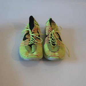 Women Nike Free Neon Green, Pink, Black Elastic Tie Up Knit Sneakers 10 *